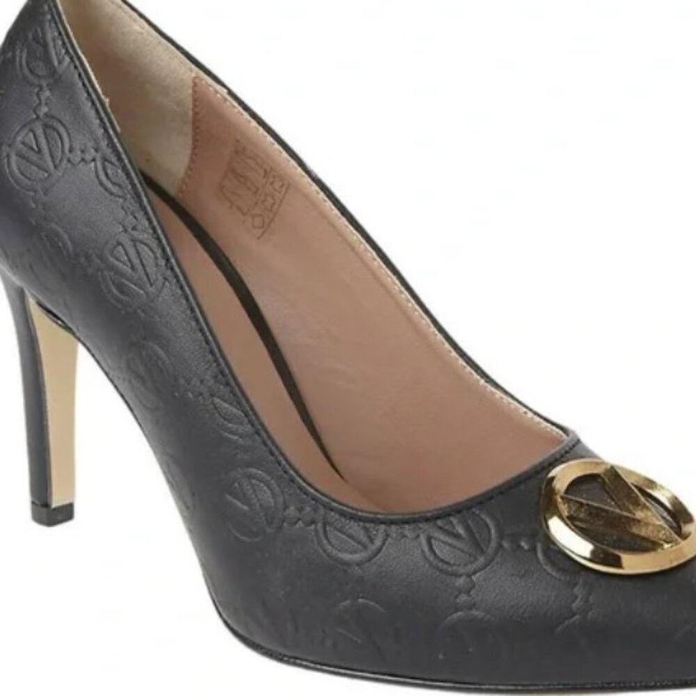 Mario Valentino Black Embossed Leather Pointed-Toe Pumps | Size 7 | Authentic - Picture 6 of 6